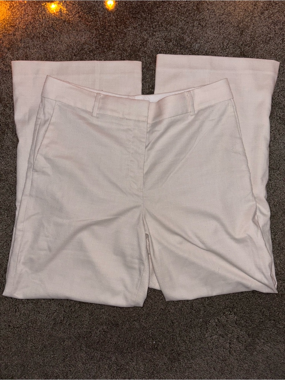 AnnTaylor Women's Cream High Rise Wide Leg Stretch Pants Petite